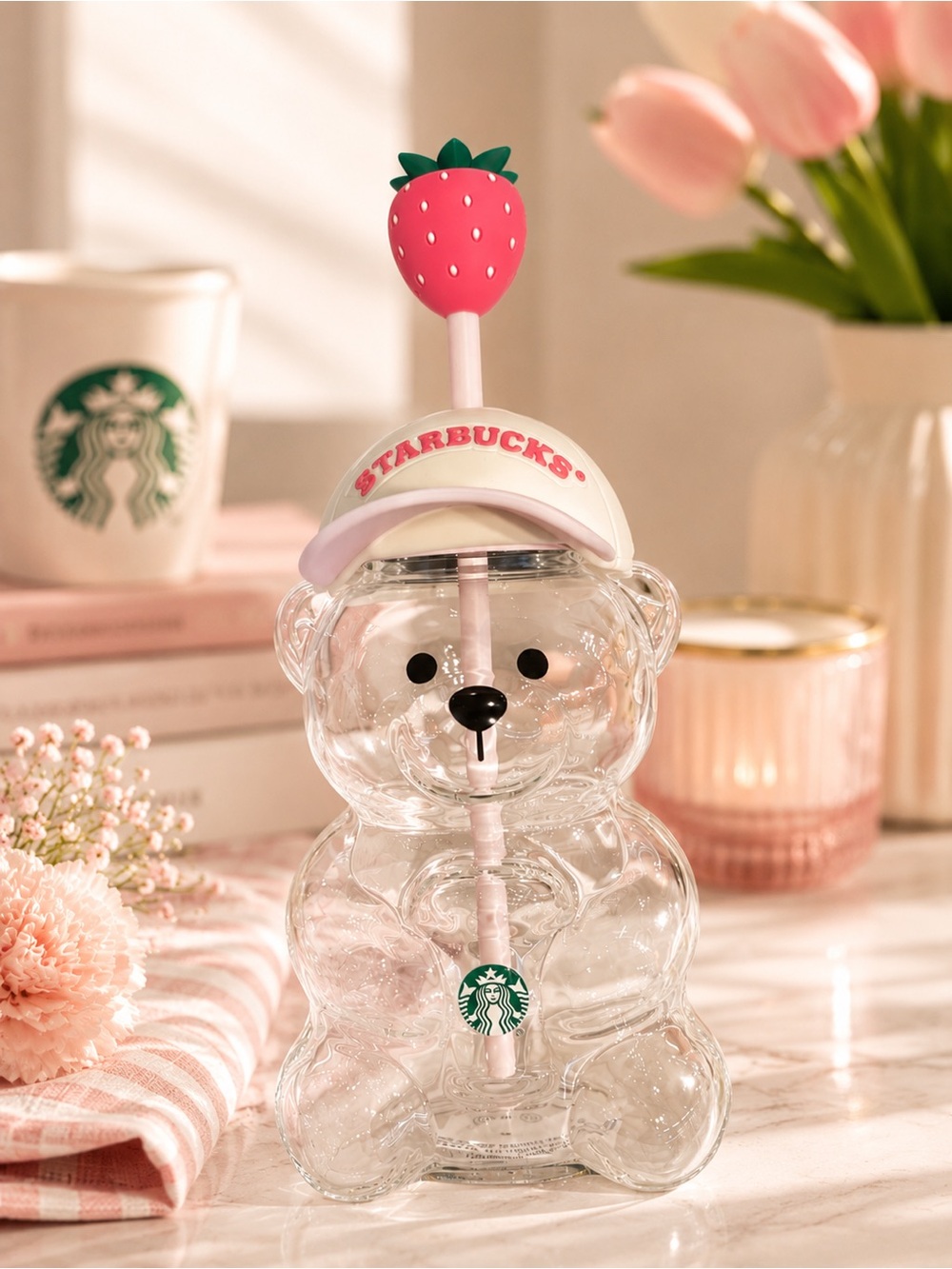 Starbucks Bearista Pink Summer 2026 Limited Edition Ball Cap Strawberry Bear